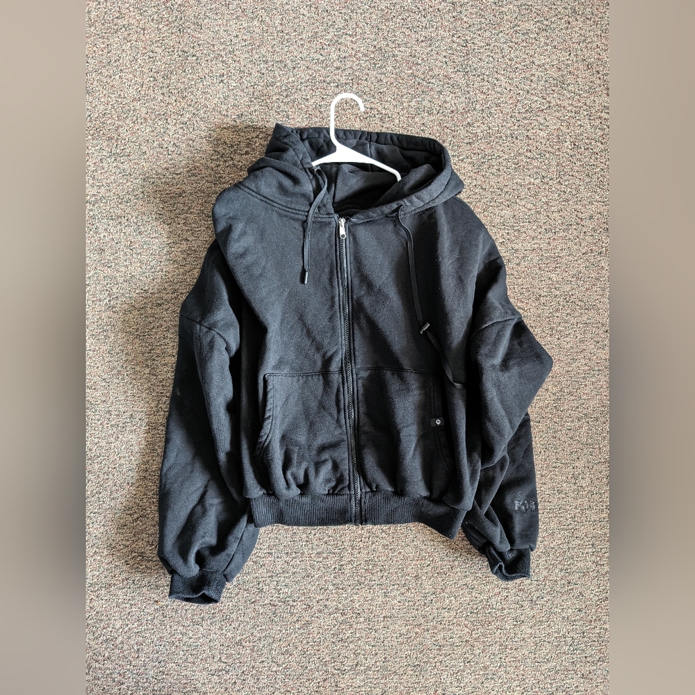 POPFLEX Black Oversized Zip-Up Hoodie - Picture 12 of 14